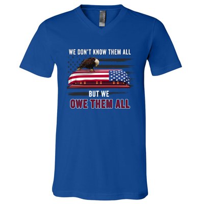 Patriotic Eagle Honor The Fallen Thank Them We Owe Them All Gift V-Neck T-Shirt