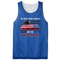 Patriotic Eagle Honor The Fallen Thank Them We Owe Them All Gift Mesh Reversible Basketball Jersey Tank