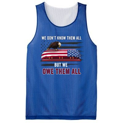 Patriotic Eagle Honor The Fallen Thank Them We Owe Them All Gift Mesh Reversible Basketball Jersey Tank