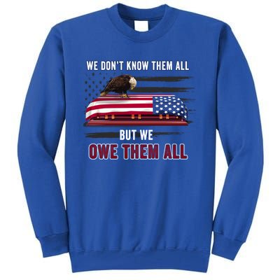 Patriotic Eagle Honor The Fallen Thank Them We Owe Them All Gift Tall Sweatshirt