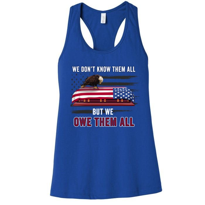 Patriotic Eagle Honor The Fallen Thank Them We Owe Them All Gift Women's Racerback Tank