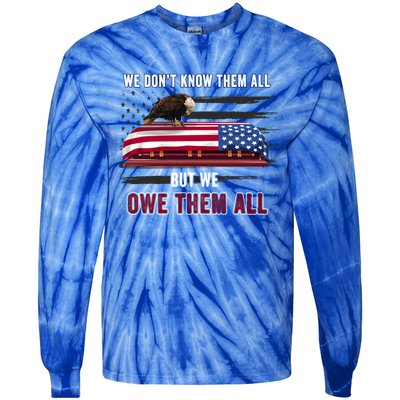 Patriotic Eagle Honor The Fallen Thank Them We Owe Them All Gift Tie-Dye Long Sleeve Shirt