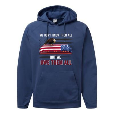 Patriotic Eagle Honor The Fallen Thank Them We Owe Them All Gift Performance Fleece Hoodie