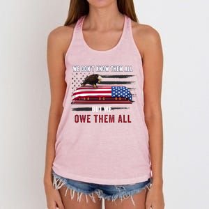 Patriotic Eagle Honor The Fallen Thank Them We Owe Them All Gift Women's Knotted Racerback Tank