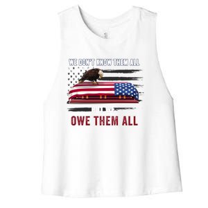 Patriotic Eagle Honor The Fallen Thank Them We Owe Them All Gift Women's Racerback Cropped Tank