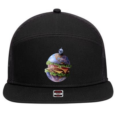 Planet Earth Hamburger 7 Panel Mesh Trucker Snapback Hat