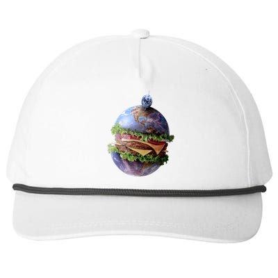 Planet Earth Hamburger Snapback Five-Panel Rope Hat