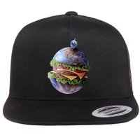 Planet Earth Hamburger Flat Bill Trucker Hat
