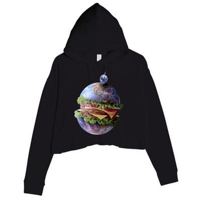 Planet Earth Hamburger Crop Fleece Hoodie