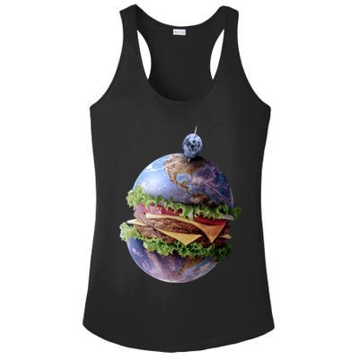 Planet Earth Hamburger Ladies PosiCharge Competitor Racerback Tank