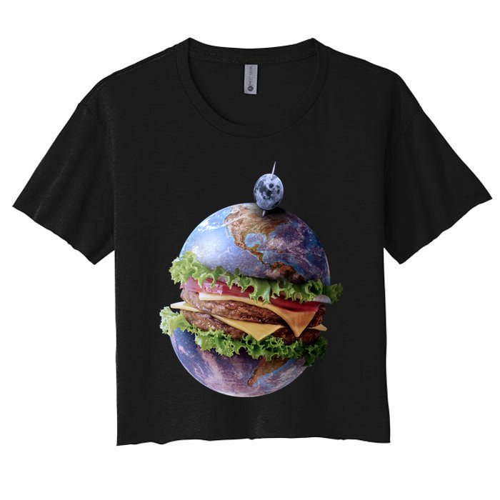 Planet Earth Hamburger Women's Crop Top Tee