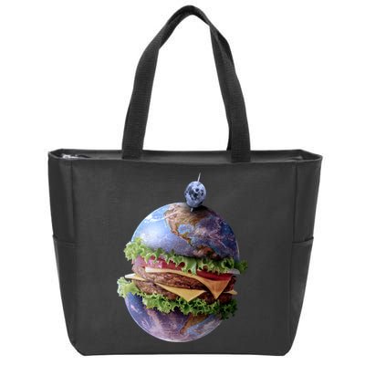Planet Earth Hamburger Zip Tote Bag