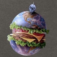 Planet Earth Hamburger Cotton Canvas Backpack