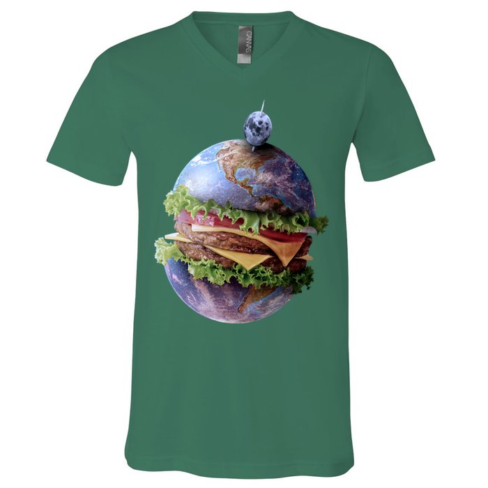 Planet Earth Hamburger V-Neck T-Shirt