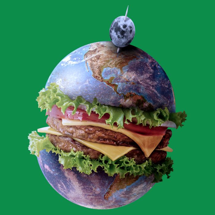 Planet Earth Hamburger V-Neck T-Shirt