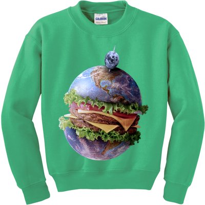 Planet Earth Hamburger Kids Sweatshirt