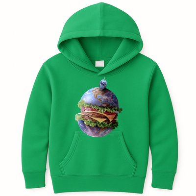 Planet Earth Hamburger Kids Hoodie