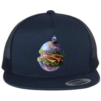 Planet Earth Hamburger Flat Bill Trucker Hat