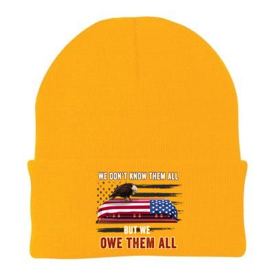 Patriotic Eagle Honor The Fallen Thank Them We Owe Them All Gift Knit Cap Winter Beanie