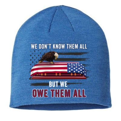 Patriotic Eagle Honor The Fallen Thank Them We Owe Them All Gift Sustainable Beanie