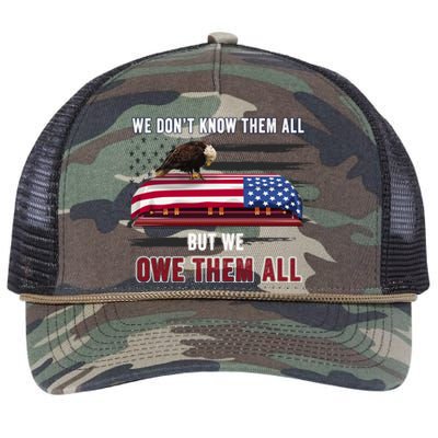 Patriotic Eagle Honor The Fallen Thank Them We Owe Them All Gift Retro Rope Trucker Hat Cap