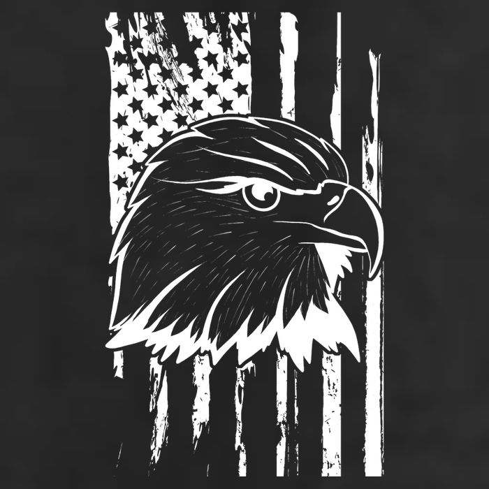 Patriotic Eagle Head American Flag Black 7 Panel Mesh Trucker Snapback Hat