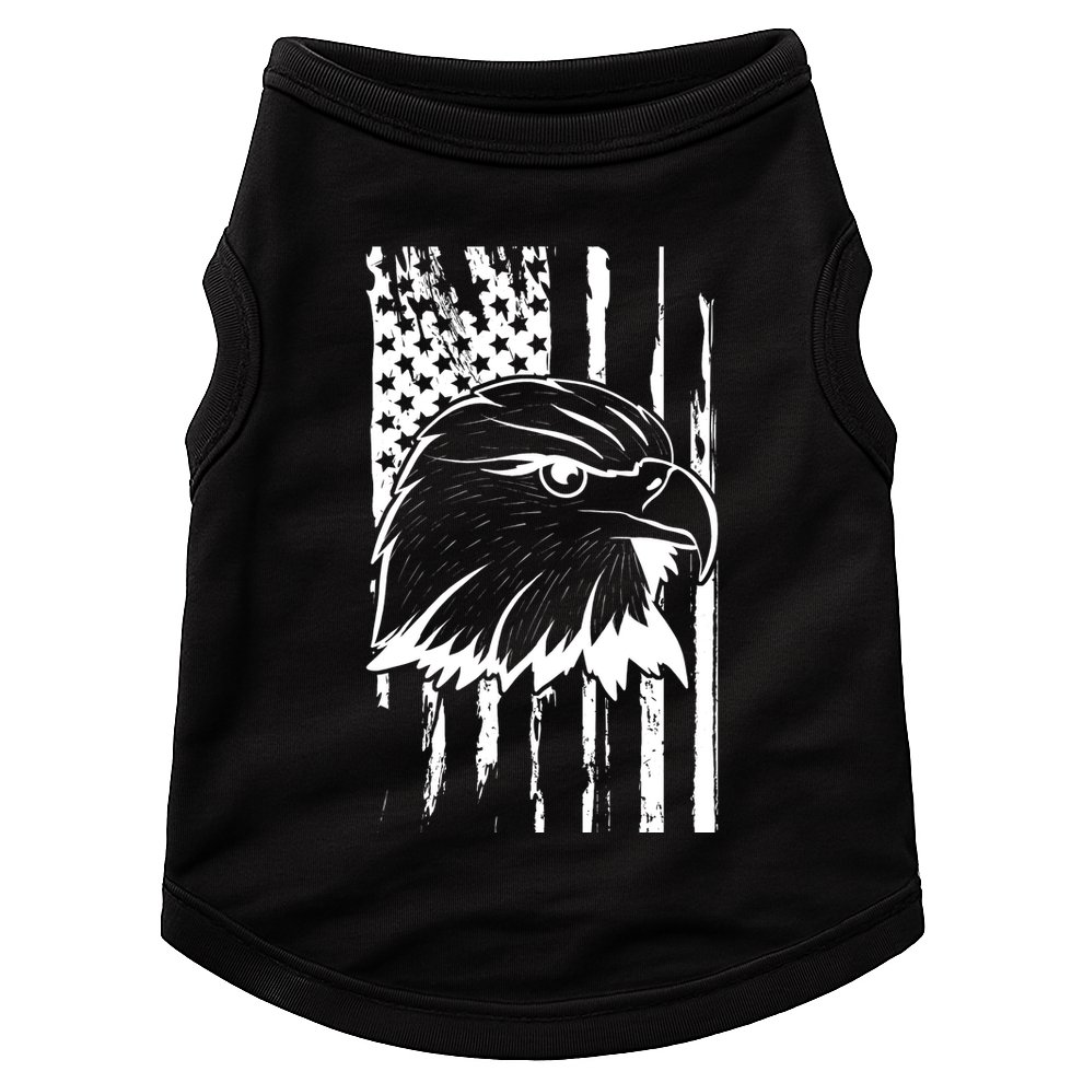Patriotic Eagle Head American Flag Black Doggie Tank