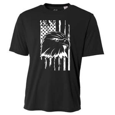 Patriotic Eagle Head American Flag Black Cooling Performance Crew T-Shirt