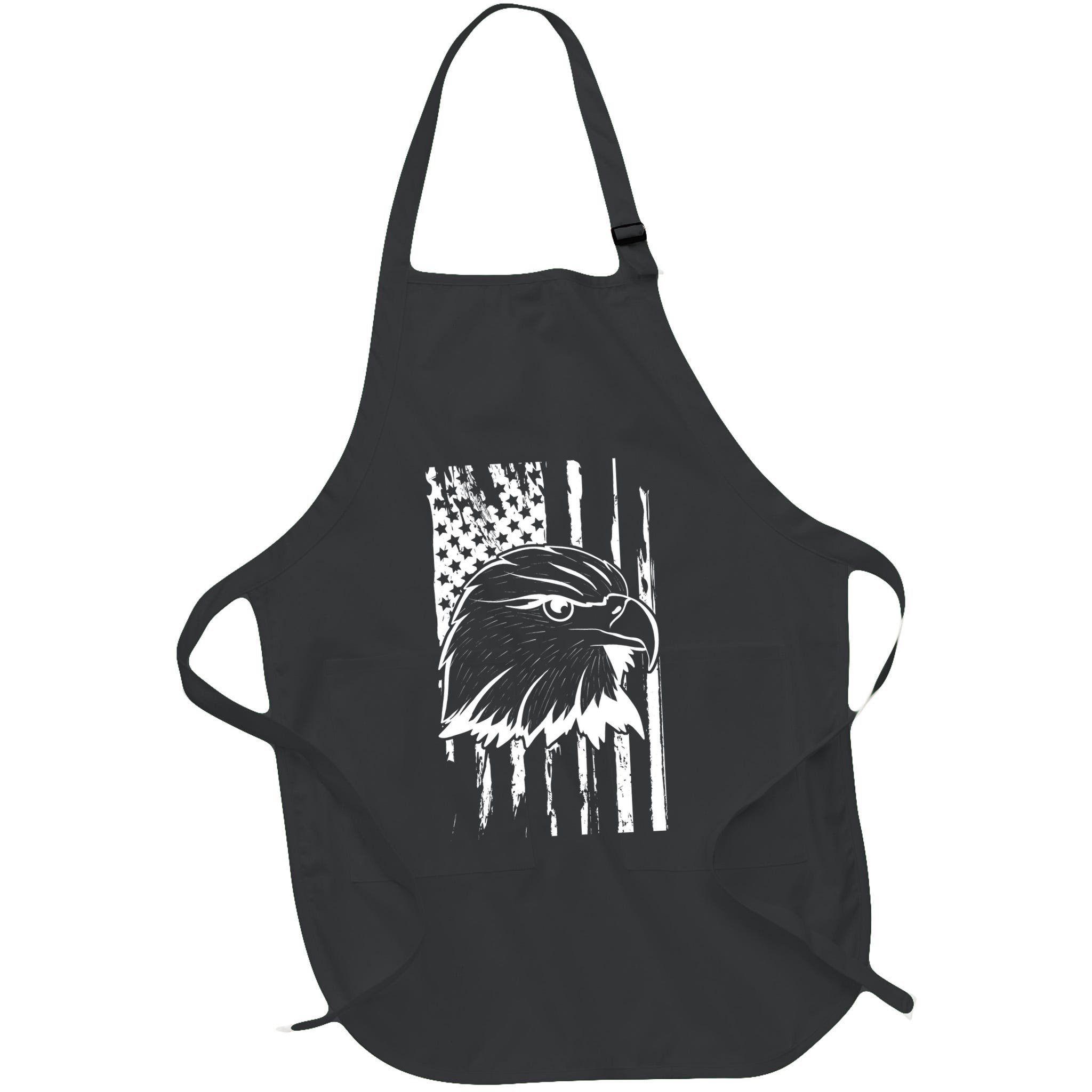 Patriotic Eagle Head American Flag Black Apron