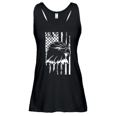Patriotic Eagle Head American Flag Black Ladies Essential Flowy Tank