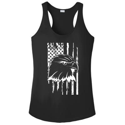 Patriotic Eagle Head American Flag Black Ladies PosiCharge Competitor Racerback Tank