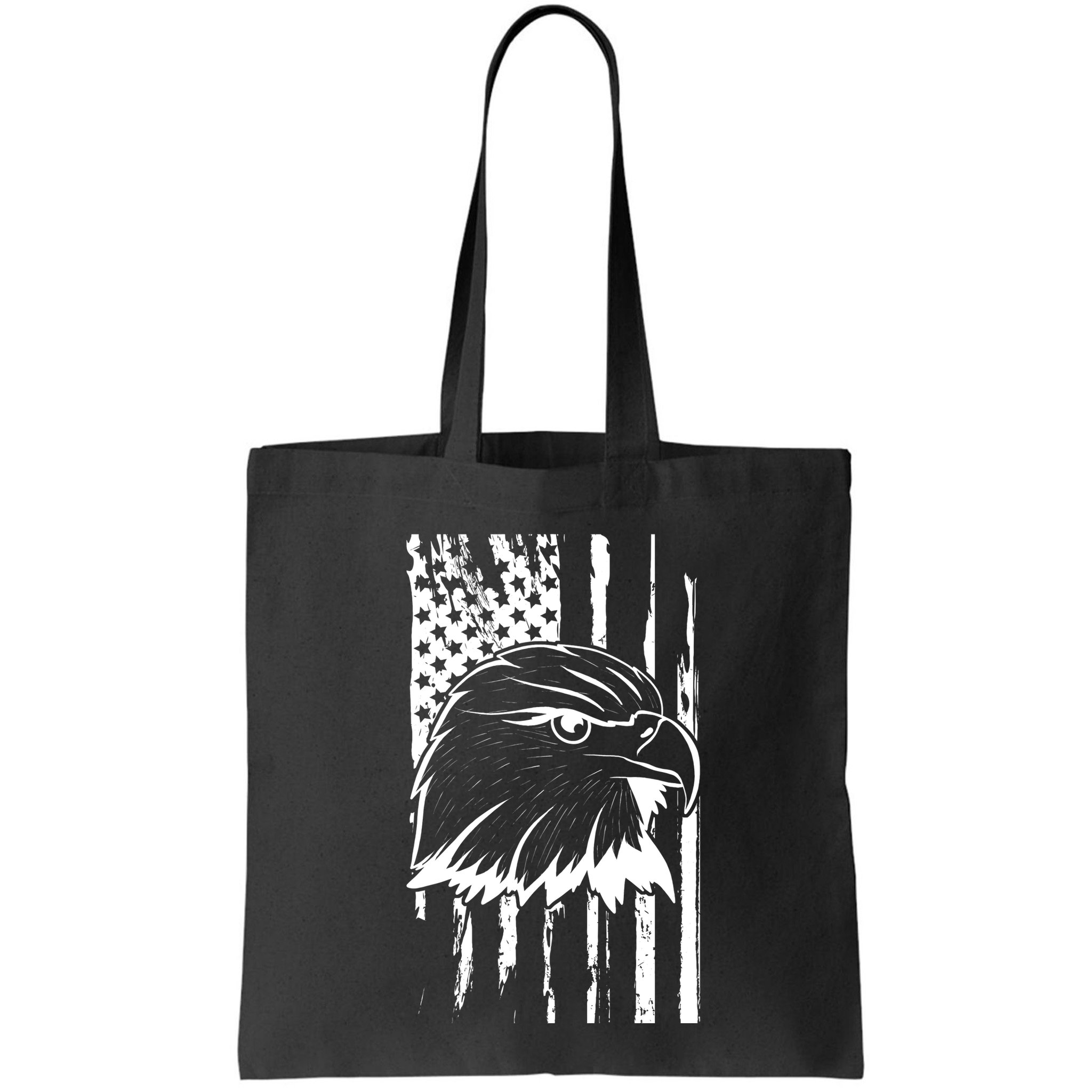 Patriotic Eagle Head American Flag Black Bag