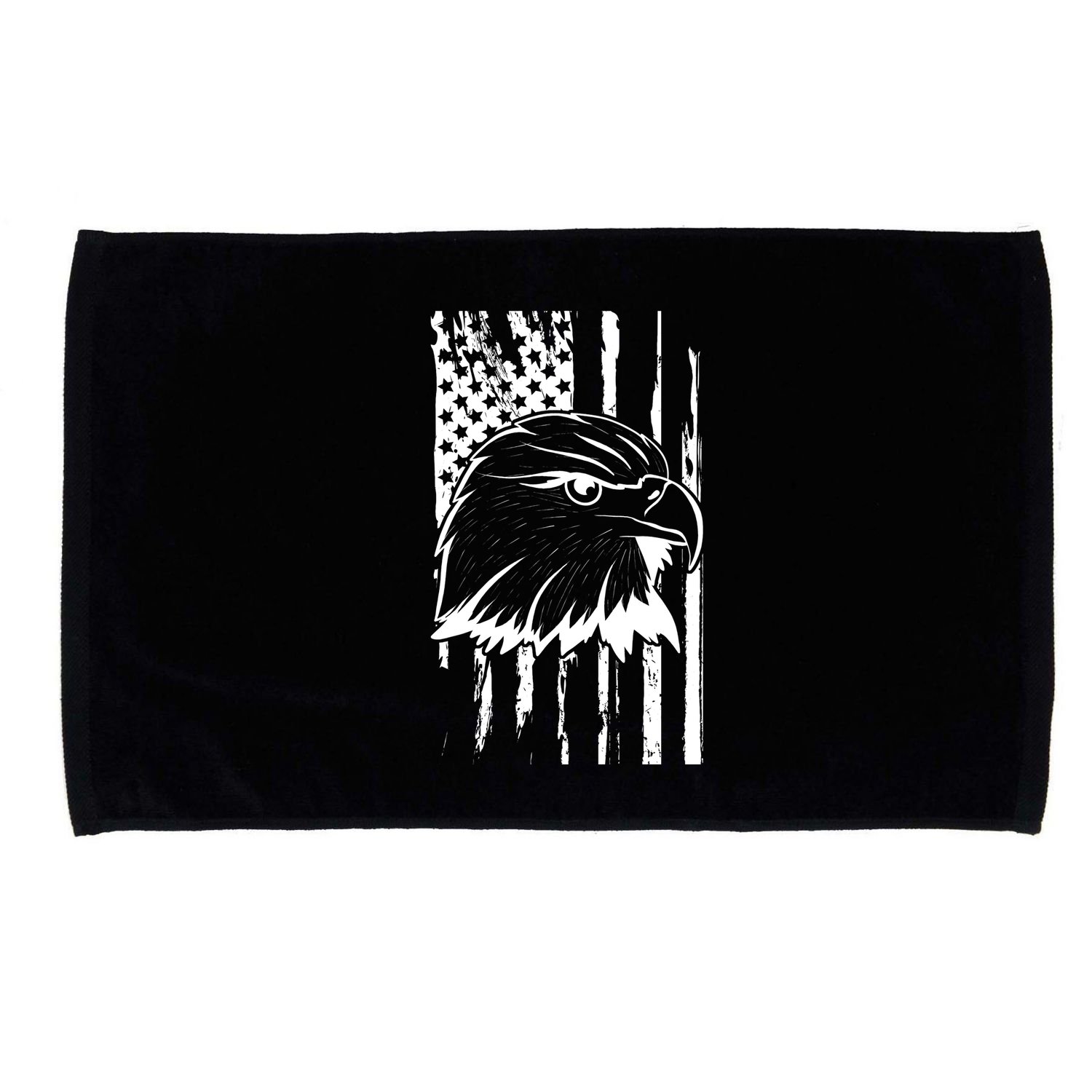 Patriotic Eagle Head American Flag Black Microfiber Hand Towel