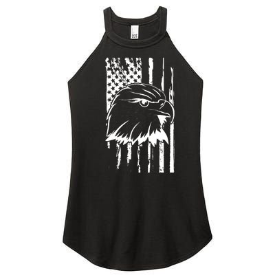 Patriotic Eagle Head American Flag Black Women’s Perfect Tri Rocker Tank