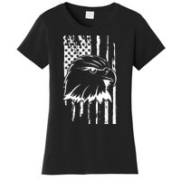 Patriotic Eagle Head American Flag Black Women's T-Shirt