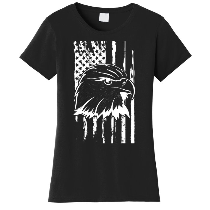 Patriotic Eagle Head American Flag Black Women's T-Shirt