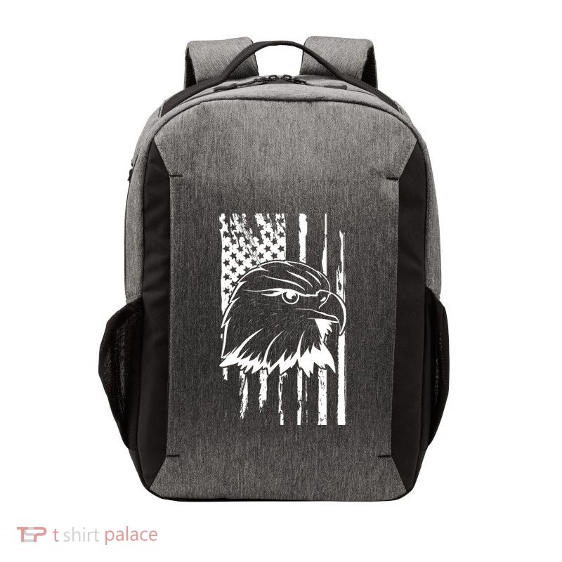 Patriotic Eagle Head American Flag Black Vector Backpack