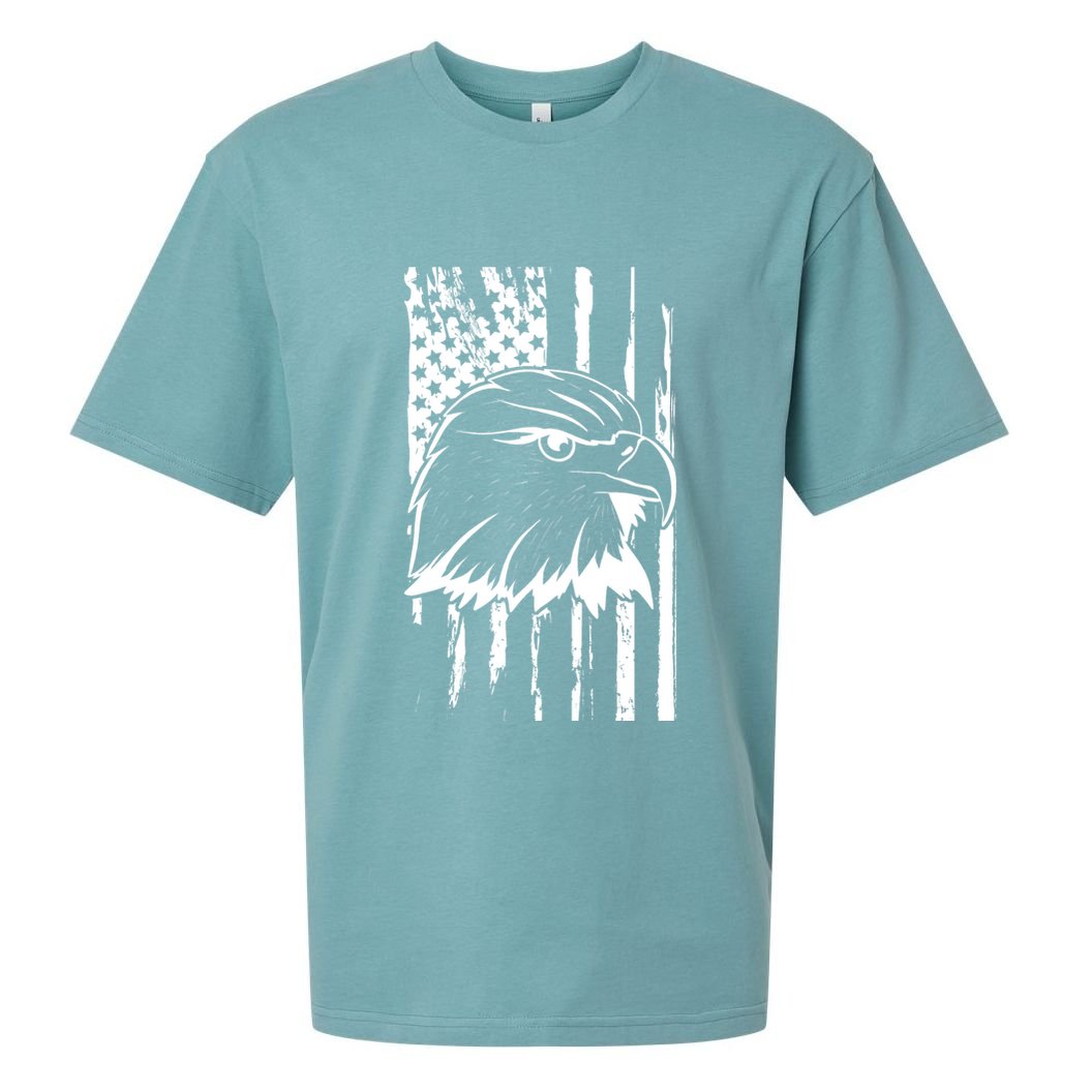 Patriotic Eagle Head American Flag Black Sueded Cloud Jersey T-Shirt