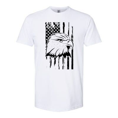 Patriotic Eagle Head American Flag Black Softstyle® CVC T-Shirt