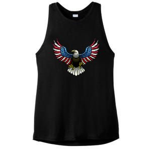 Patriotic Eagle Illustration Ladies PosiCharge Tri-Blend Wicking Tank