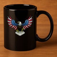 Patriotic Eagle Illustration 11oz C Handle Ceramic Mug