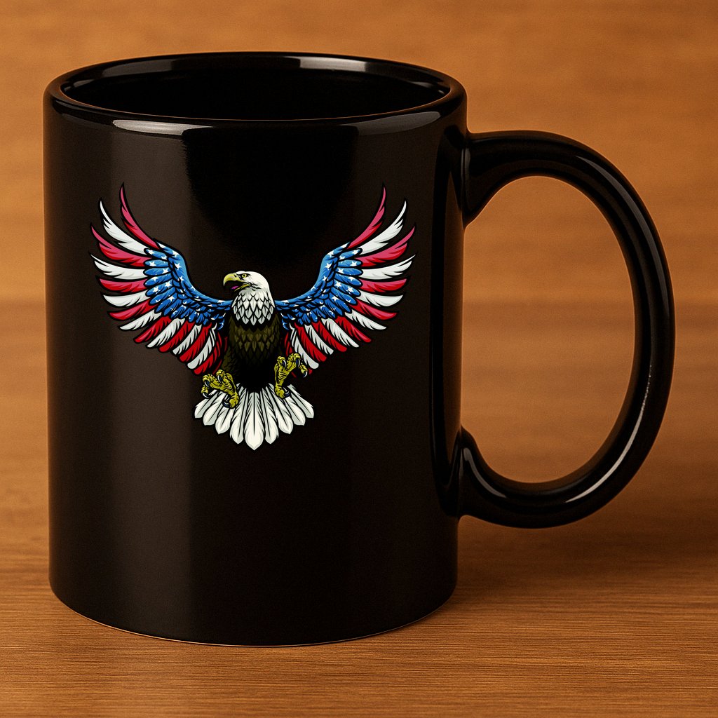 Patriotic Eagle Illustration 11oz C Handle Ceramic Mug