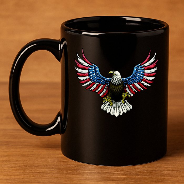 Patriotic Eagle Illustration 11oz C Handle Ceramic Mug
