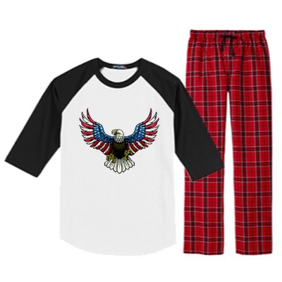 Patriotic Eagle Illustration Raglan Sleeve Pajama Set