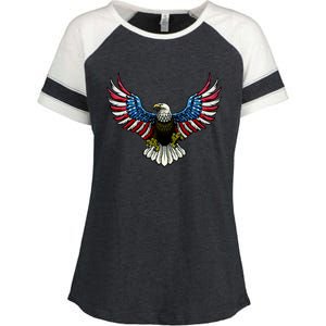 Patriotic Eagle Illustration Enza Ladies Jersey Colorblock Tee