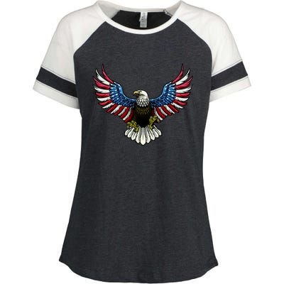 Patriotic Eagle Illustration Enza Ladies Jersey Colorblock Tee