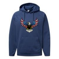 Patriotic Eagle Illustration Performance Fleece Hoodie