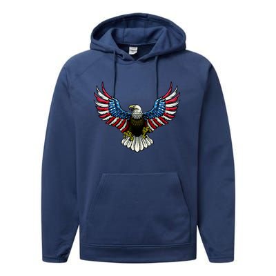 Patriotic Eagle Illustration Performance Fleece Hoodie