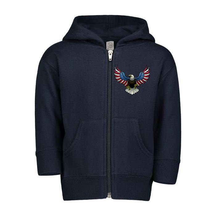 Patriotic Eagle Illustration Toddler Zip Fleece Hoodie