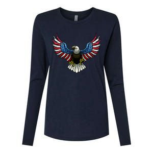 Patriotic Eagle Illustration Womens Cotton Relaxed Long Sleeve T-Shirt